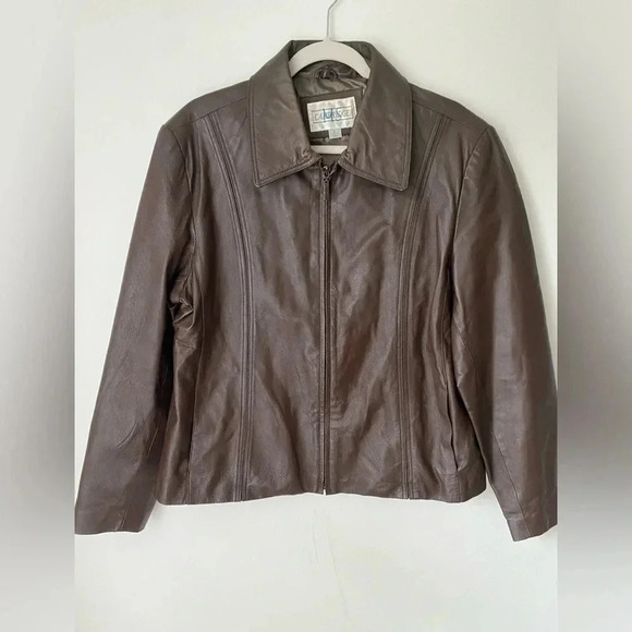 Vintage Leather Jacket Women’s Large Brown Genuine Leather MS. Cambridge - Picture 1 of 7